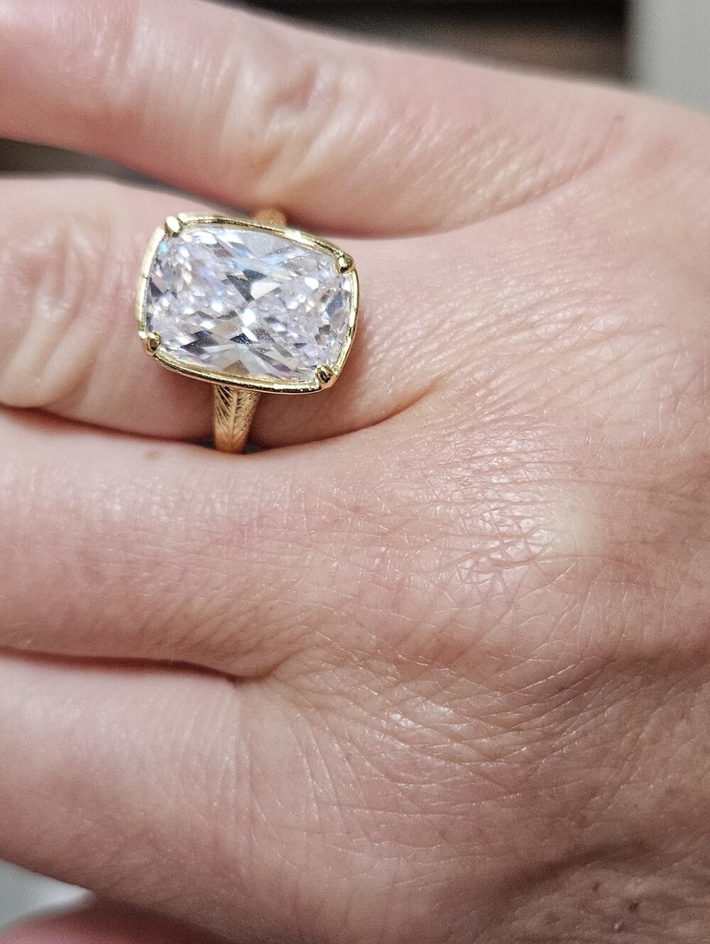 Adina Eden Gold-Tone Cushion-Cut Crystal Ring - Elegant Women's Jewelry